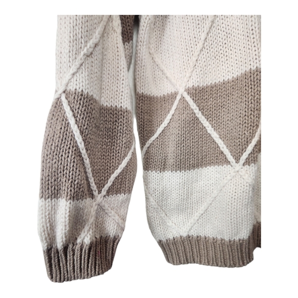 Vintage Milano Heavyweight Colorblocked Neutral Turtleneck Pullover Sweater - Picture 4 of 8